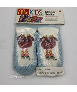 NOS VINTAGE PAIR OF McDONALD&#39;S McKIDS Blue Fri GIRL SLIPPER Socks Size M... - $18.69