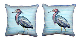 Pair of Betsy Drake Dick’s Little Blue Heron Small Pillows 12 X 12 - £54.48 GBP