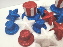 Memorial Day Patriotic 4th of July Glitter Stars Hats Table Scatter Bowl... - $16.49