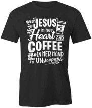 Jesus In Heart Coffee In Hand T Shirt Tee Short-Sleeved Cotton Clothing S1BSA85 - £14.42 GBP+