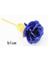 24K Gold Dipped Rose Long Stem Rose w/Gift Box - Blue - $345.23 CAD