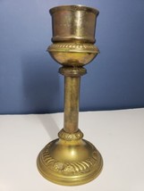 Vintage Brass Candlestick CANDLE HOLDER Pillar 11.5&quot; Tall, 3.24&quot; Dia, 3 pieces - £15.81 GBP