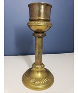 Vintage Brass Candlestick CANDLE HOLDER Pillar 11.5&quot; Tall, 3.24&quot; Dia, 3 ... - $19.79