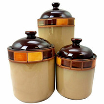 Casa Estebana 3 Piece Stoneware Storage Canister Container Jar Set - £42.53 GBP