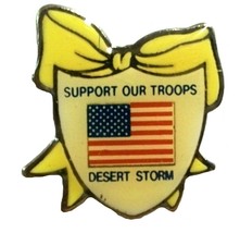 Support our Troops Desert Storm Ribbon Hat Tac or Lapel Pin - £5.19 GBP