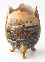 Vintage Satsuma Hand-Painted Gilt-Detailed Footed Egg Featuring Geisha - £200.65 GBP