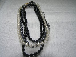 Vintage to Now Lot of 4 Black Faceted Glass Faux Hematite &amp; White Pearl Bead - £9.58 GBP