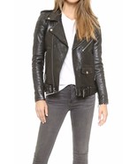 Black Women&#39;s Slim Fit Biker Style Real Leather Jacket - NF 4 - £87.90 GBP