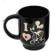 Disney Store I Love Mickey Mouse Coffee Mug Cup Red Gemstone Studs Black NEW - £39.92 GBP