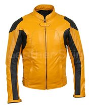 Handmade Men Yellow Biker Motorcycle Leather Jacket with Perforations XS to 6XL  - £122.67 GBP