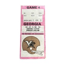 10/19/85 Georgia Bulldogs @ Vanderbilt Commodores Football Ticket Stub 13-13 Tie - £15.82 GBP