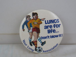 Vintage Anti-Smoking Pin - Lung are For Life Don&#39;t Blow It - Celluloid Pin  - £11.96 GBP