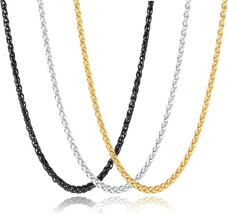 3-Piece Stainless Steel Wheat Chain Necklace Set for Men and Women, 22&quot; - $511.88 MXN