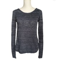 Hollister Sweater Women&#39;s Small Lace Back Blue Shimmer Metallic Long Sleeve - £7.74 GBP