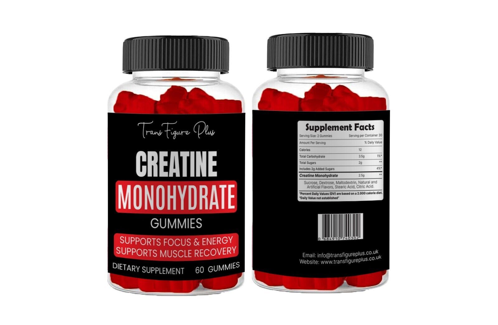 Creatine Gummies - 60 Chewable Gummies - 1 Months Supply - 3000mg Per Serving