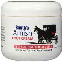 SMITH&#39;S AMISH Foot Cream (4 oz.) Deep Soothing Herbal Cream for Intense Foot and - £27.59 GBP