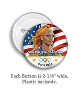 2024 Olympic BUTTON Sha&#39;Carri Richardson Pinback Badge Collectible Gold ... - €3,45 EUR