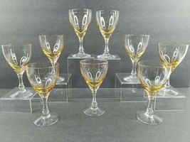 9 Fostoria Vogue Gold Tint Wine Glass Set Vintage 5 1/4&quot; Mid Century Bar... - £155.54 GBP