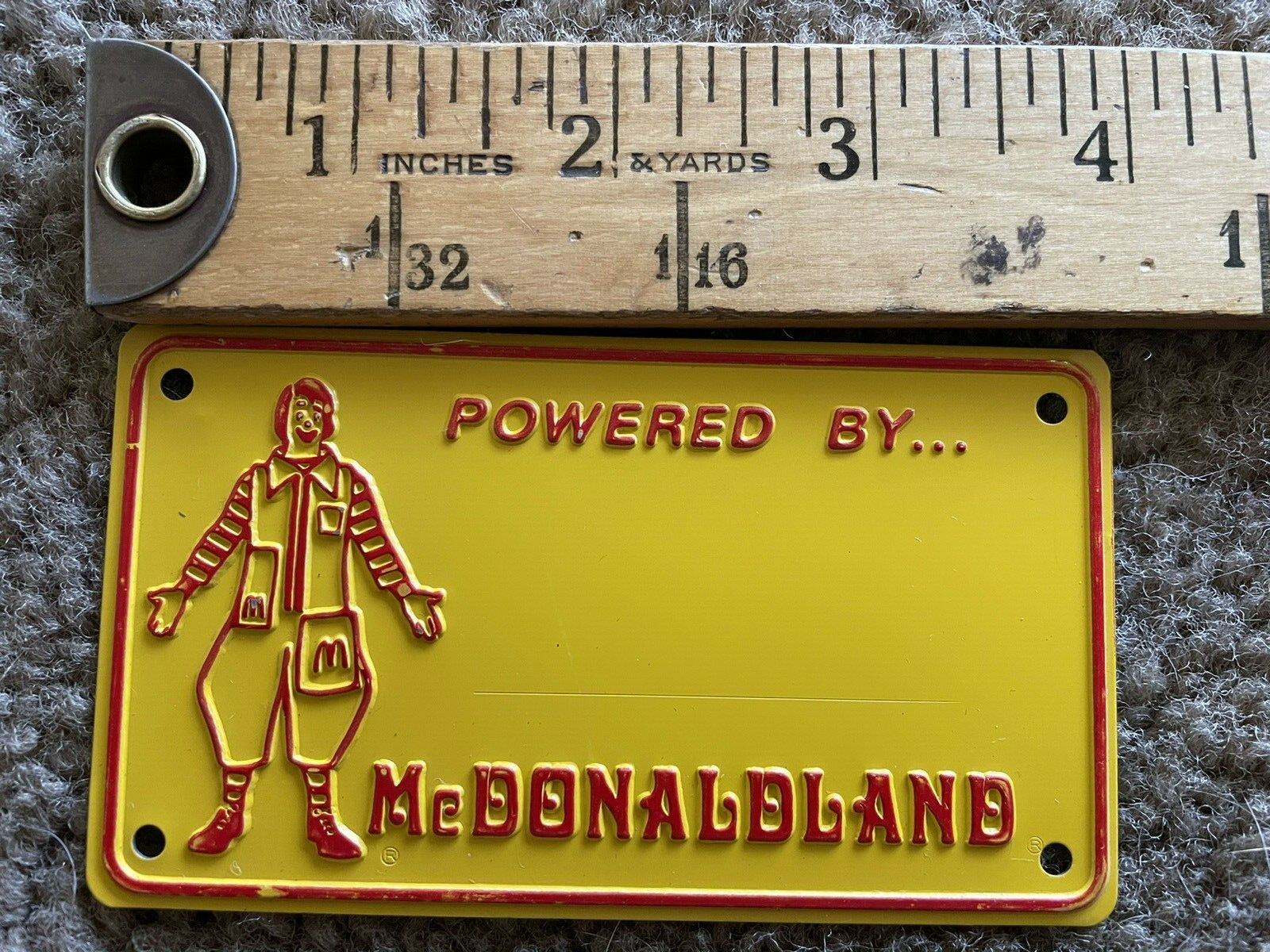 Vintage 1970&#39;s Ronald McDonald&#39;s Mcdonaldland Bicycle Metal License Plat... - $16.83