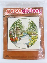 Vintage Sunset Stitchery Spring Garden Cottage Crewel Embroidery Kit | B... - $25.73