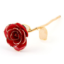 Lacquer Dipped Red Rose Long Stem Preserved in 24K Gold  - £314.37 GBP