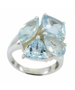 Jaipur 925 Sterling Silver Delicate Genuine Blue Ring, Blue Topaz Blue S... - £39.56 GBP