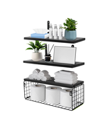 16 Inch Black Bathroom Shelf, Wood Floating Shelves for Wall, Float Shel... - €48,62 EUR