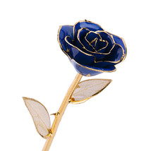 Lacquer Dipped Navy Rose Long Stem Preserved in 24K Gold - £314.37 GBP