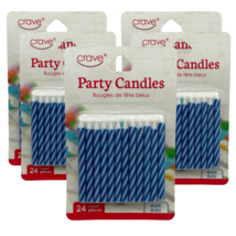 Crave Striped Spiral Birthday Cake Party Candles 24 Count Blue (Pack of 5) - £13.22 GBP