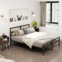 Queen Metal Platform Bed Frame with Headboard – No Box Spring - $146.99