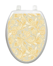 Toilet Tattoos Toilet Lid Decor  Antique Gold Paisley Bathroom Reusable ... - $23.76