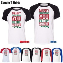 Merry Christmas Ya Filthy Animal Guns Graphic Boy&#39;s Girl&#39;s Couples T-Shirt Tops - £14.20 GBP