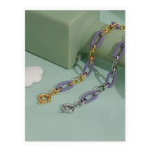 18k Gold Purple Icon Chain Bracelet - fun, modern, contemporary - £35.96 GBP