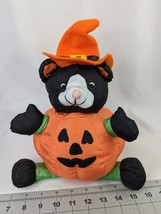 Halloween Black Cat Pumpkin Plush Nylon 12 Inch Carlmax Stuffed Animal Toy - £15.00 GBP