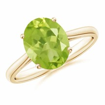 ANGARA Oval Solitaire Peridot Cocktail Ring for Women, Girls in 14K Solid Gold - £681.28 GBP