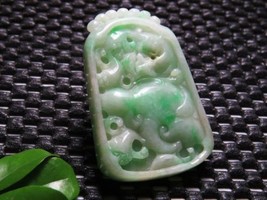 Fine Chinese Carved Apple Green Jade Necklace Pendant - $748.59