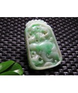 Fine Chinese Carved Apple Green Jade Necklace Pendant - $748.59