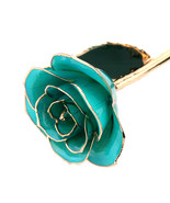 Lacquer Dipped Lt Blue Rose Long Stem Preserved in 24K Gold  - $552.79 CAD