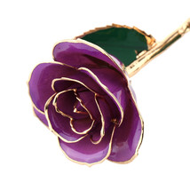 Lacquer Dipped Purple Rose Long Stem Preserved in 24K Gold  - £314.37 GBP