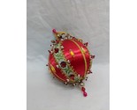 Vintage Christmas Holiday Red Push Pin Ornament Beads Gems 5&quot; - £27.85 GBP