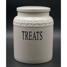 THL Treats Canister &amp; Lid with Rubber Gasket 8&quot; H, Engraved Floral Pattern - $31.68