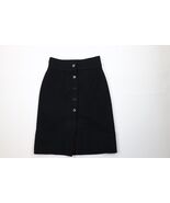 Vtg 50s 60s Rockabilly Goth Womens 27 Heavyweight Wool Button Skirt Blac... - $899.87 MXN