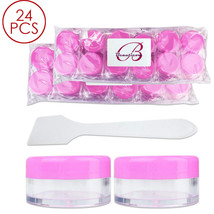 24Pcs 10G/10Ml Makeup Cream Cosmetic Pink Sample Jar Containers With Spa... - £16.65 GBP