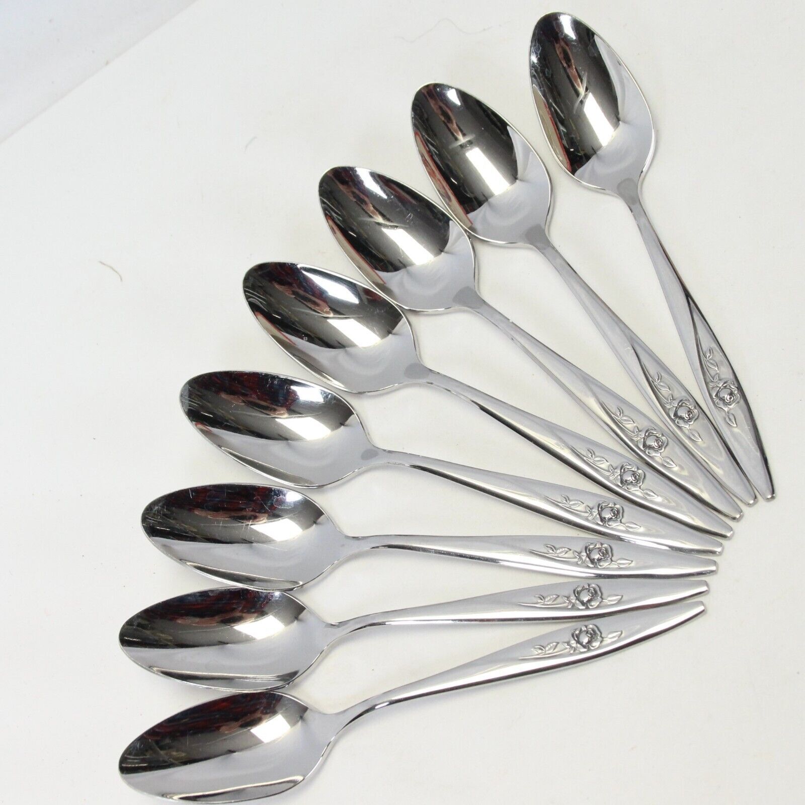 Oneidacraft Lasting Rose Teaspoons 6&quot; Stainless  Lot of 8 - $22.53