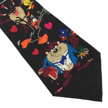 Vtg 1993 Looney Tunes Men Silk Tie Mania Characters &amp; Names Collectible Necktie - £13.19 GBP