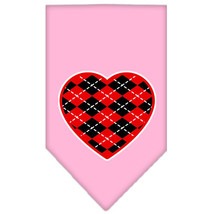 Argyle Heart Red Screen Print Bandana Light Pink Small - £9.26 GBP