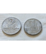 Lot of 2 Republica Dos Estados Unidos Do Brazil 1961 1 &amp; 2 Cruzeiros - $93.53 MXN