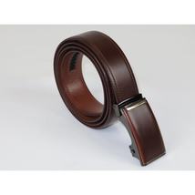 Men VALENTINI Leather Track Belt Adjustable Removable Buckle V502 Brown image 3