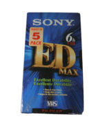 SONY ED Max T-120 6 Hour New/Sealed Blank VHS Cassette Tapes Lot of 5 - £10.36 GBP
