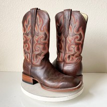Lane Capitan Mens Cowboy Boots Jackson Sz 12 D Brown Leather Wide Square Toe - £128.46 GBP